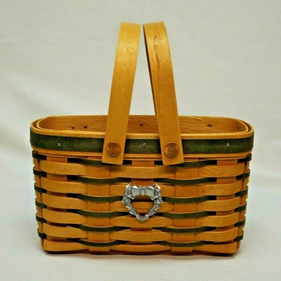 Longaberger 1998 Green Picture Perfect Sweetheart Series Basket Combo - Picture 9 of 15